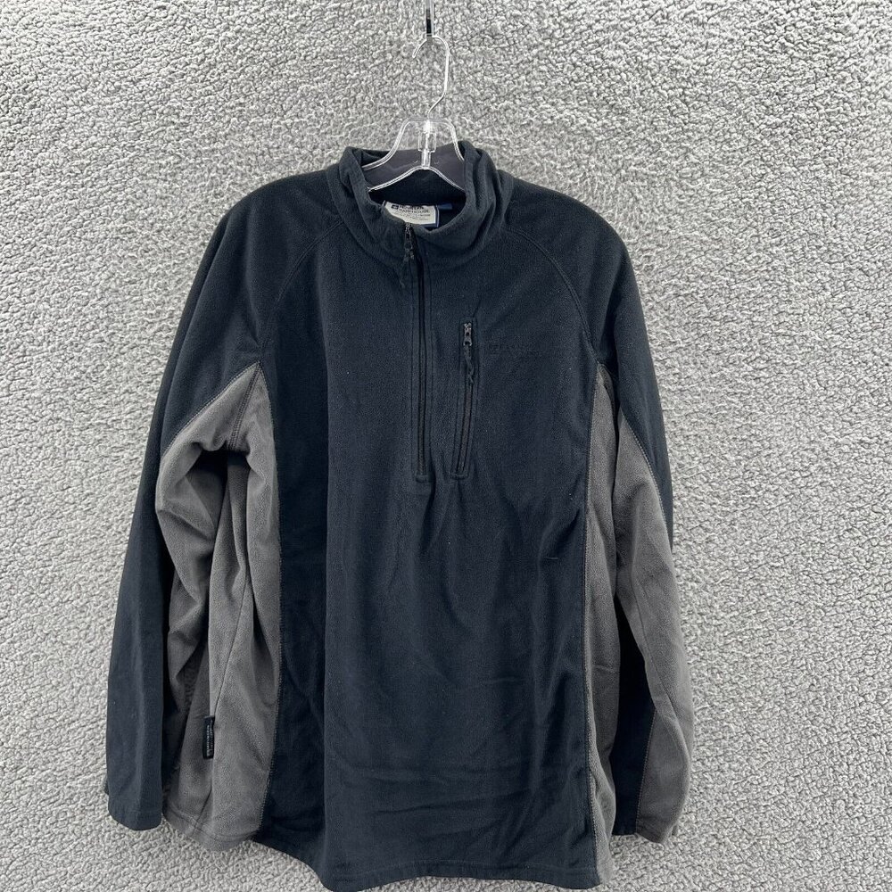Mountain Warehouse 1/4 Zip Fleece Jacket Mens Large Black Gray Pullover Lightwei